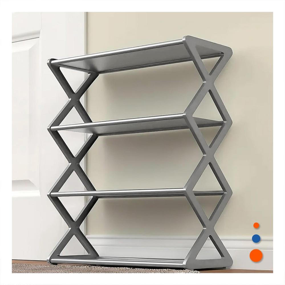 Porta Zapatos 4 Niveles Color Plomo para Hogar Moderno Y+Regalo Sticker