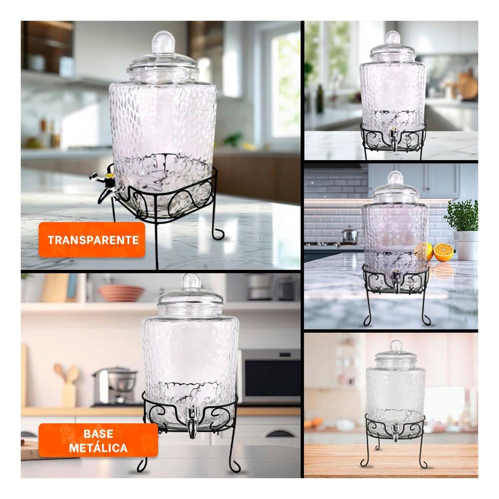 Equipo de Bebida Transparente 6L con Base Metalica para Uso Domestico