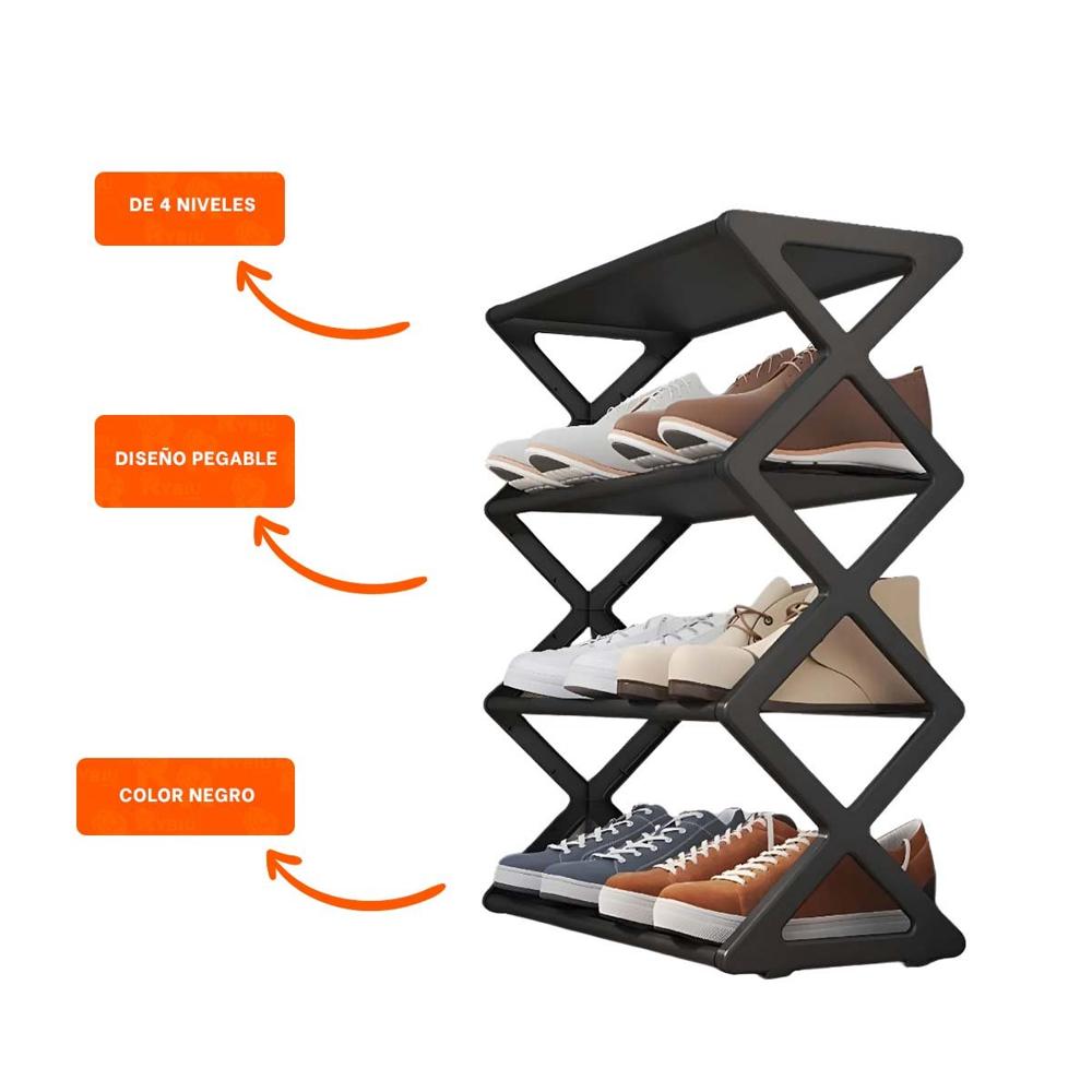 Estantefuncional 4 Niveles Color Negro para Zapatos Y+Ligas Regalo