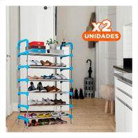 Pack2 Almacenador Vertical 6 Niveles Estructura Firme para Hogar Tono Celeste Y+Papel Regalo
