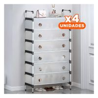 Pack4 Sistema para Calzado 6 Niveles Todo Cerrado Blanco Transparente Firme