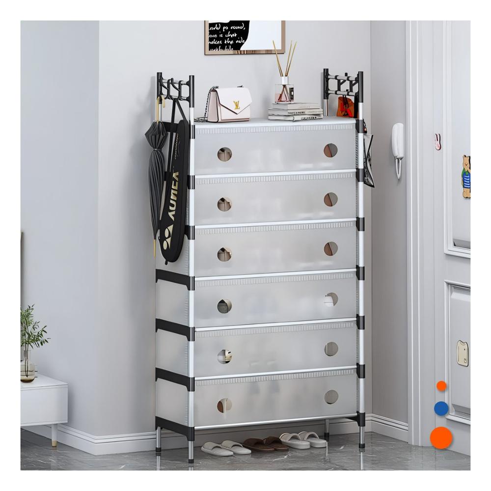 Organizador de Calzado 6 Niveles Todo Cerrado Blanco Transparente Diario Y+Papel Regalo