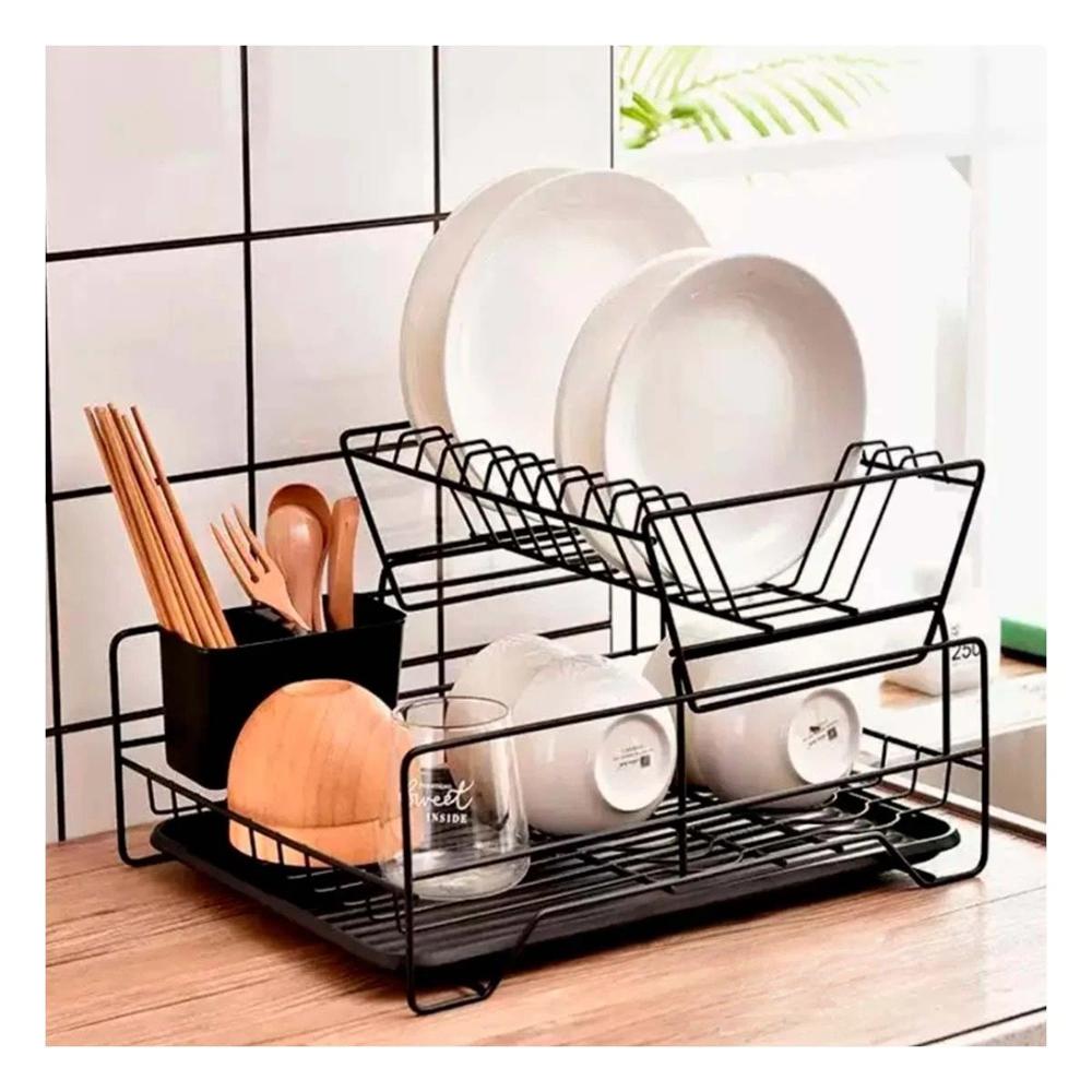 Organizador Negro con Bandeja y Sistema de 2 Niveles Y+Post It