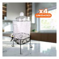 Pack4 Complemento de Bebida Transparente 6L con Base Metalica para Reuniones