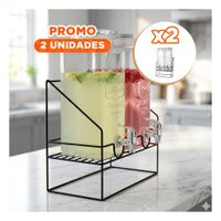 Pack2 Jarra Doble Bebida 2,2L Transparente para Eventos y Uso Diario Y+Papel Regalo