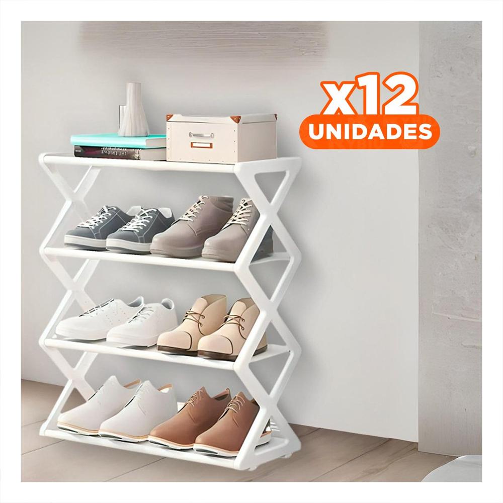 Pack12 Organizador Hogar 4 Niveles Blanco para Zapatos