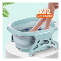 Pack12 Cuenca Portatil con Masajeador de Pies Celeste para Spa y Relajacion