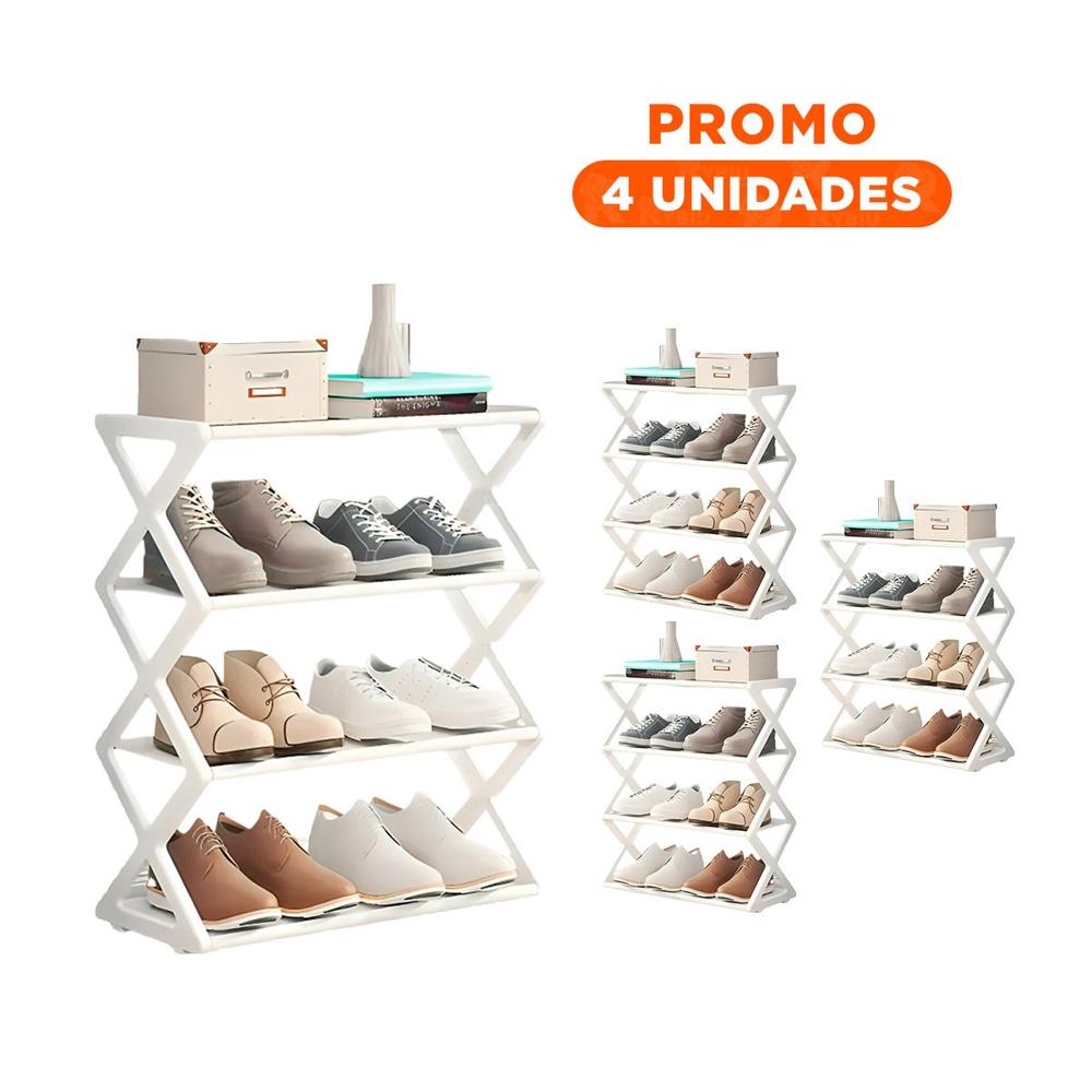 Pack4 Mueble Decorativo 4 Niveles Blanco para Zapatos Y+Regalo Sticker