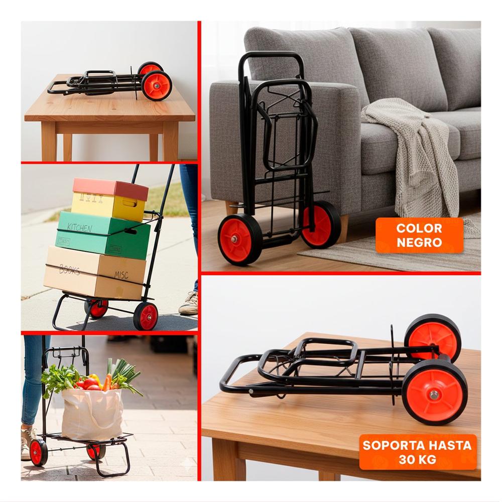 Equipo de Carga Plegable Negro con Liga para Trasladar Bultos en Casa