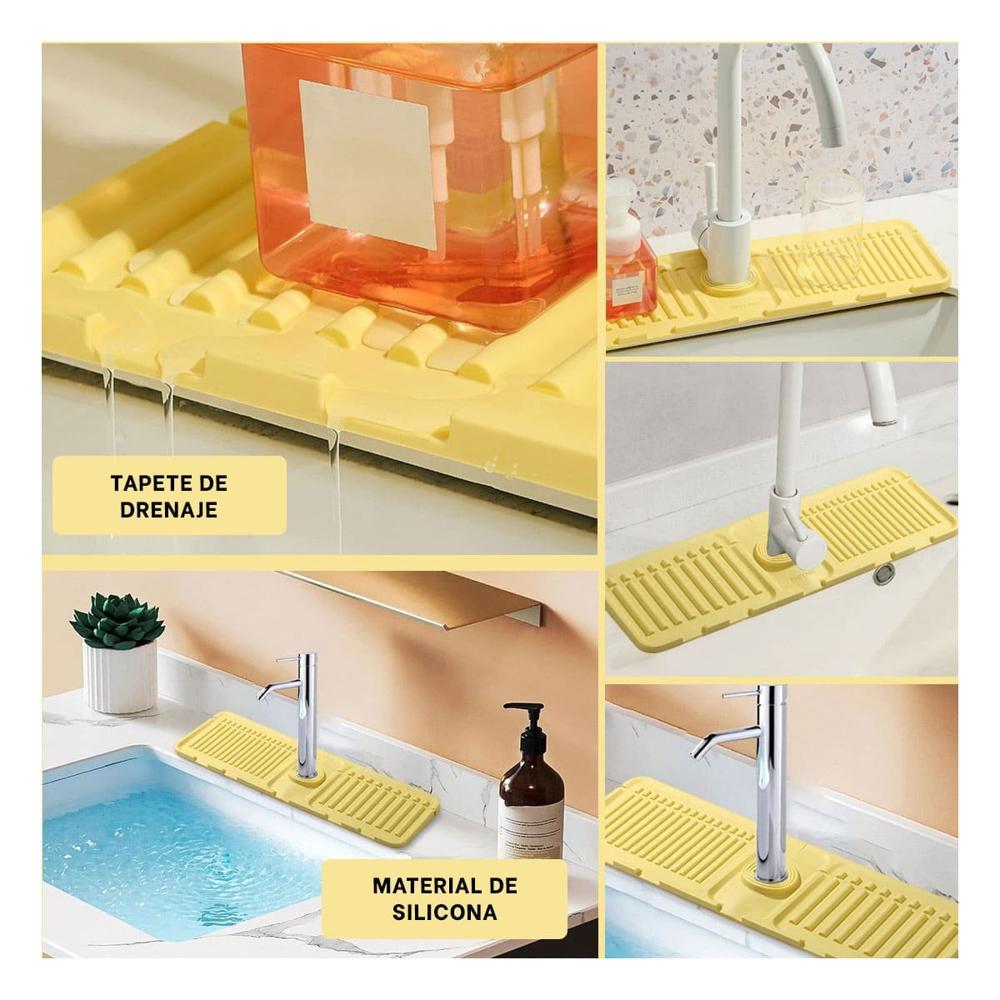 Tapete de Drenaje para Lavadero de Silicona con Rayas para Uso Cotidiano