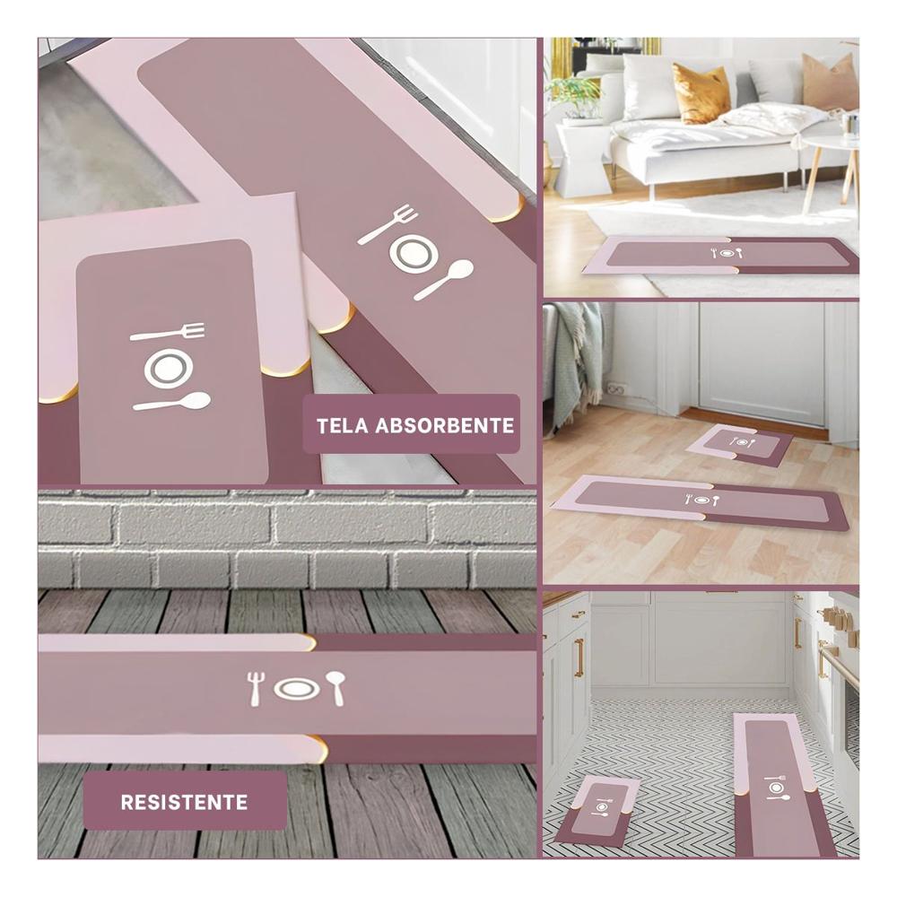 Alfombra de Piso Antideslizante para Cocina y Diferentes Ambientes del Hogar Rosado