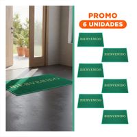Pack6 Estera Rectangular Bienvenido Verde para Cocina Sala y Pasillo