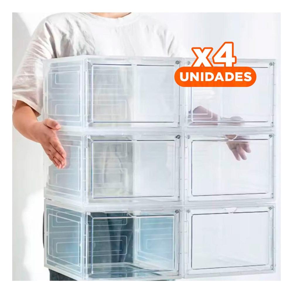 Pack4 Organizador Apilable para Zapatos con Apertura Frontal