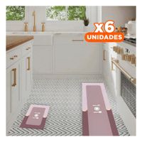 Pack6 Piso Antideslizante para Cocina y Ambientes del Hogar Rosado Y+Regalo Sticker