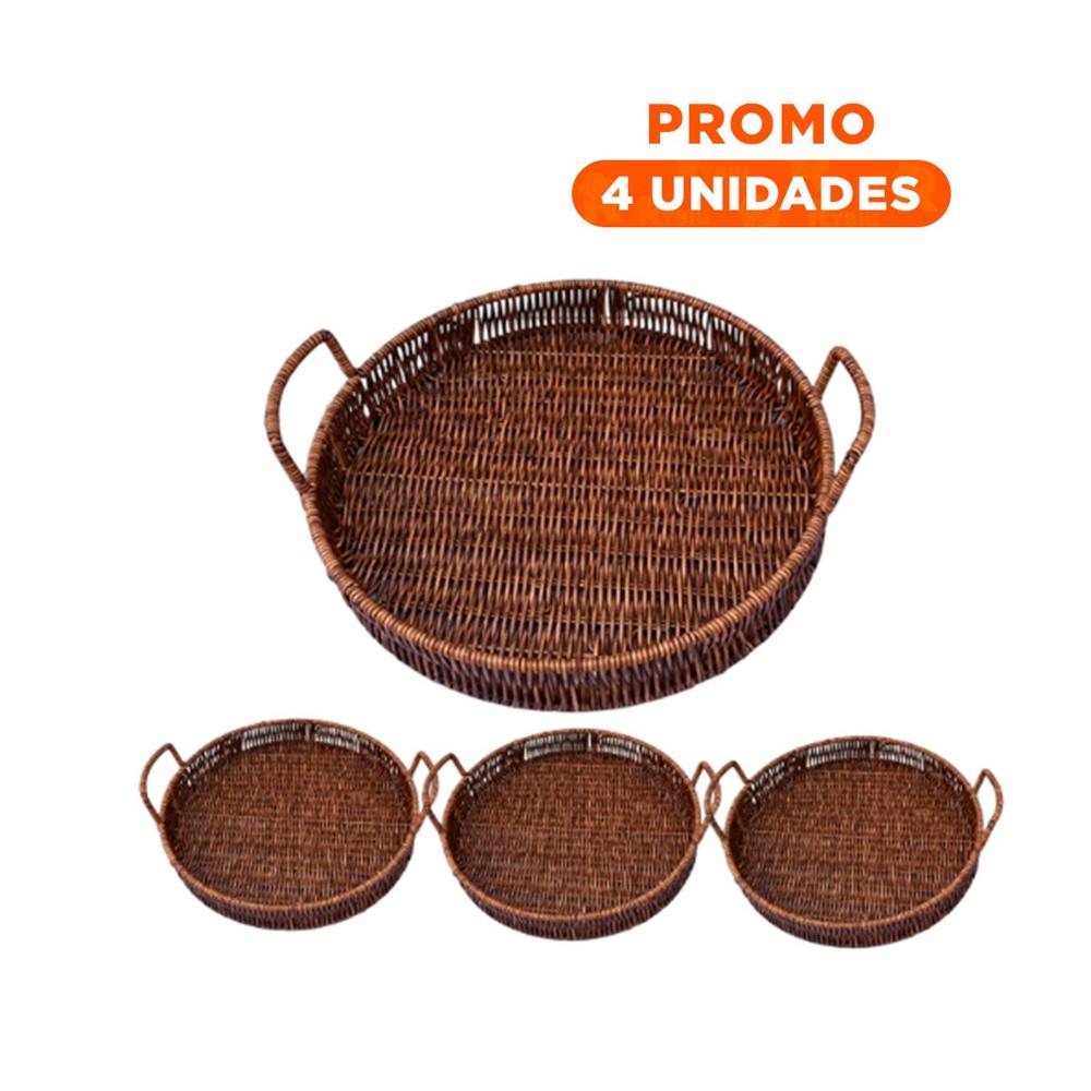 Pack4 Contenedor tejida circular con asas para organizar ropa marron Y+Regalo Sticker