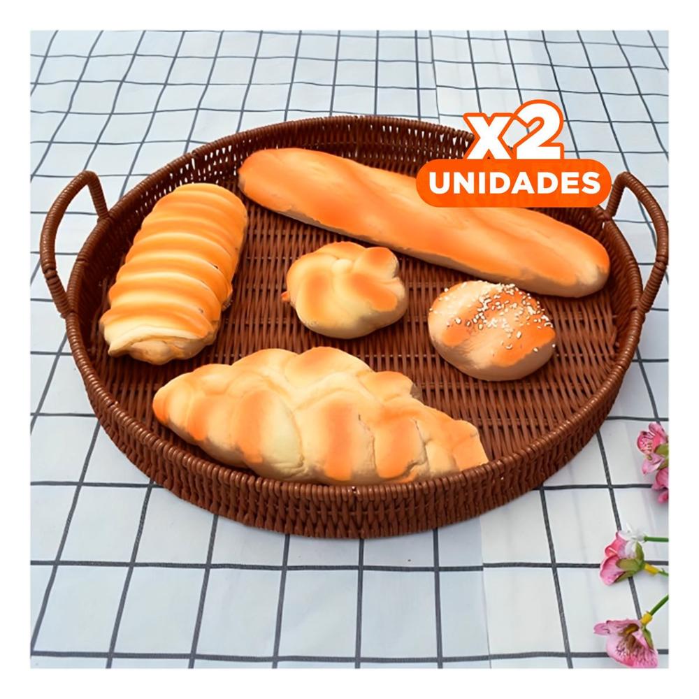 Pack2 Canasta tejida circular con asas para guardar detalles en casa marron Y+Regalo Sticker