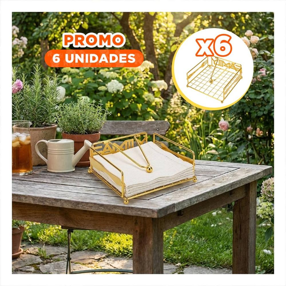 Pack6 Dispensador Servilletas Dorado con Brazo para Cocina y Mesa Y+Regalo Sticker