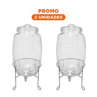 Pack2 Vasija de Bebidas 10L con Base Metalica y Tapa Chupon Transparente Celeste
