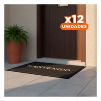 Pack12 Tapiz Rectangular Bienvenido Negro para Sala Cocina y Acceso Diario Y+Papel Regalo