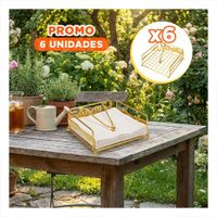 Pack6 Porta Servilletas Dorado con Brazo Dispensador para Mesa Comedor Y+Papel Regalo
