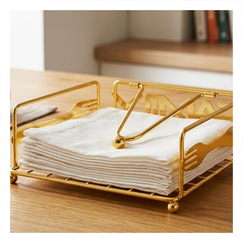 Pack12 Soporte Servilletas Dorado con Brazo Dispensador para Mesa Cocina