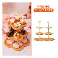 Pack2 Plataforma Exhibidor 3 Niveles Flor Marron para Dulces en Mesa Hogar