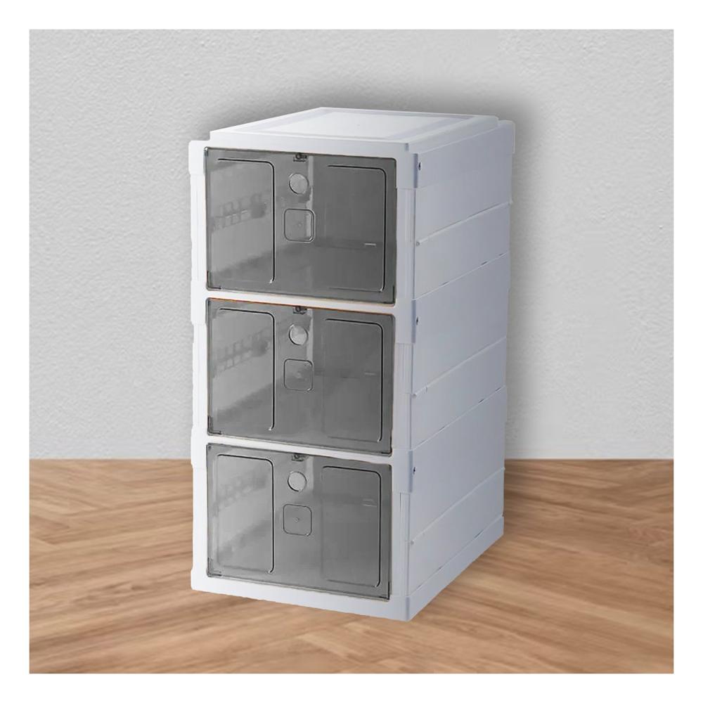 Organizador de Zapatos con Tres Niveles Plegables Blanco y Negro Y+Regalo Sticker