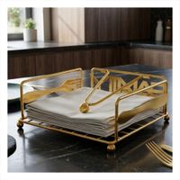 Porta Servilletas Dorado con Brazo Dispensador Accesorio Mesa Cocina Y+Papel Regalo