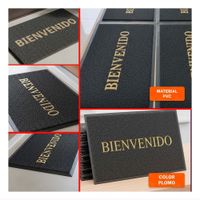 Alfombra Rectangular Bienvenido Plomo para Entrada y Decoracion del Hogar