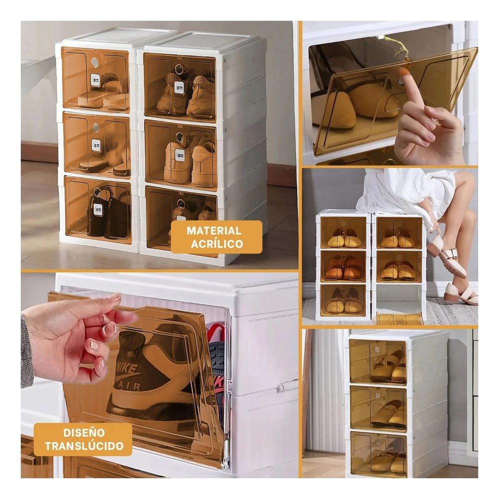 Organizador Plegable de Zapatos con 3 Niveles Blanco y Tapa Ambar
