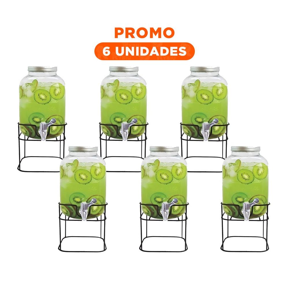 Pack6 Maquina para Bebidas 5L con Grifo Practico y Base Metalica Resistente