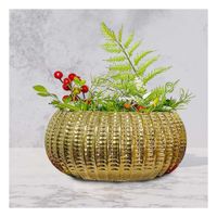 Terraza Cuenco Ceramica Dorado Acanalado Para Casa Y Jardin Y+Regalo Sticker