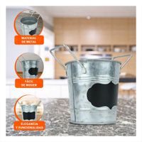 Maceta Cubo de Metal con Doble Asa 10x8.5cm Plateado Acabado Durable Y+Post It