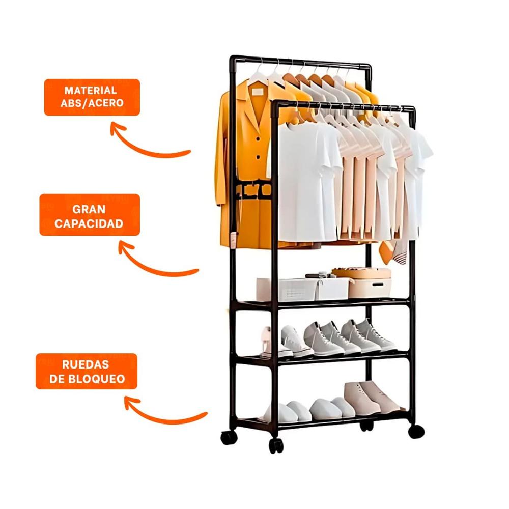 Porta Zapatos 3 Niveles con Perchera Doble Resistente y Versatil Negro Y+Ligas Regalo