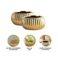 Vasija Decorativa Ceramica Dorado 17.5x22x11.5cm Y+Ligas Regalo