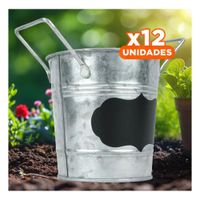 Pack12 Cubeta Cubo de Metal con Doble Agarradera y Cuadro para Nota para la Mesa Y+Papel Regalo