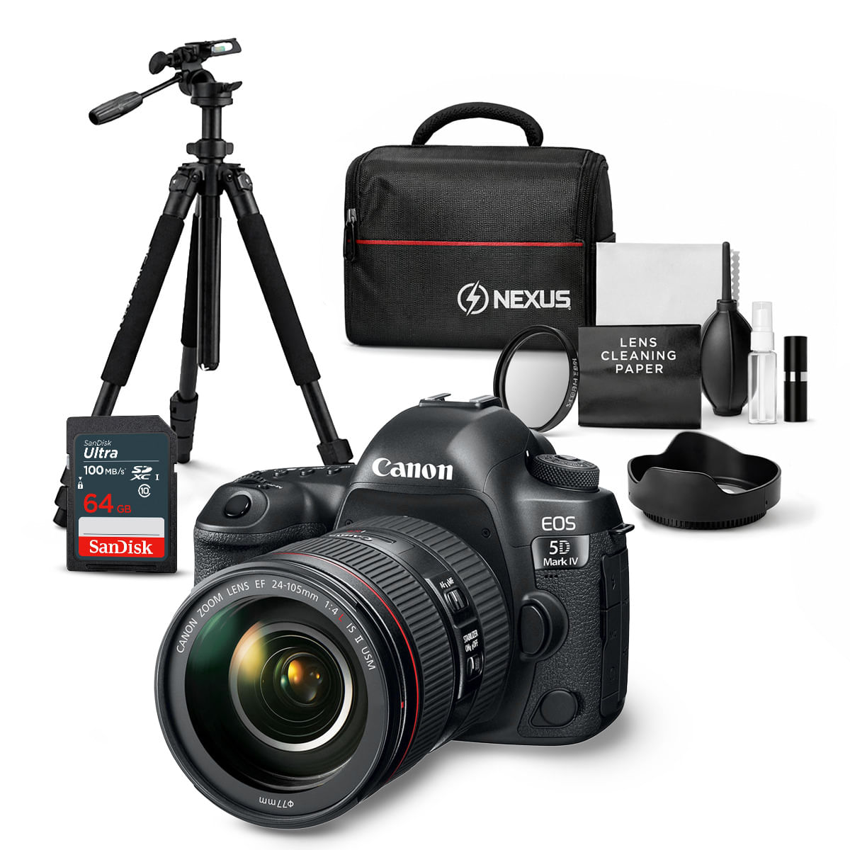 Cámara Canon EOS 5D Mark IV y Lente 24-105mm f4L IS II USM y Kit Ultimate N