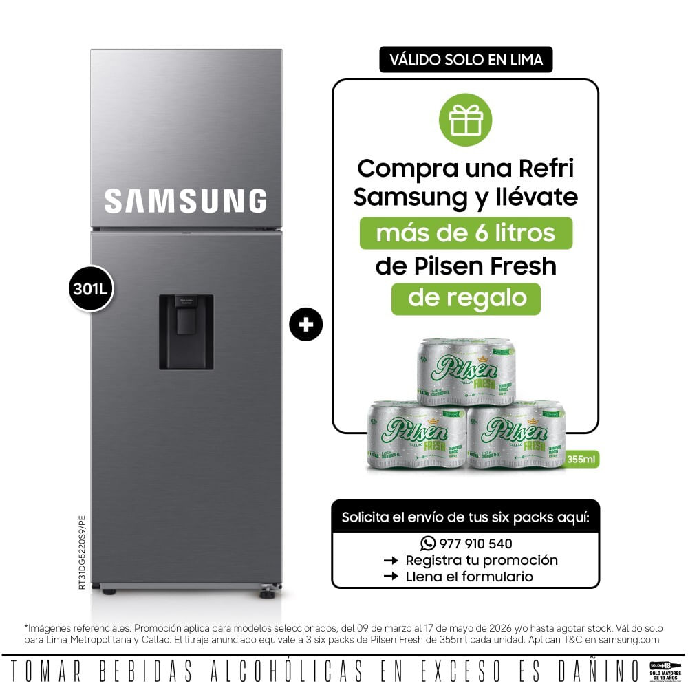 Refrigeradora Samsung RT31DG5220S9PE Top Mount 301L Plata