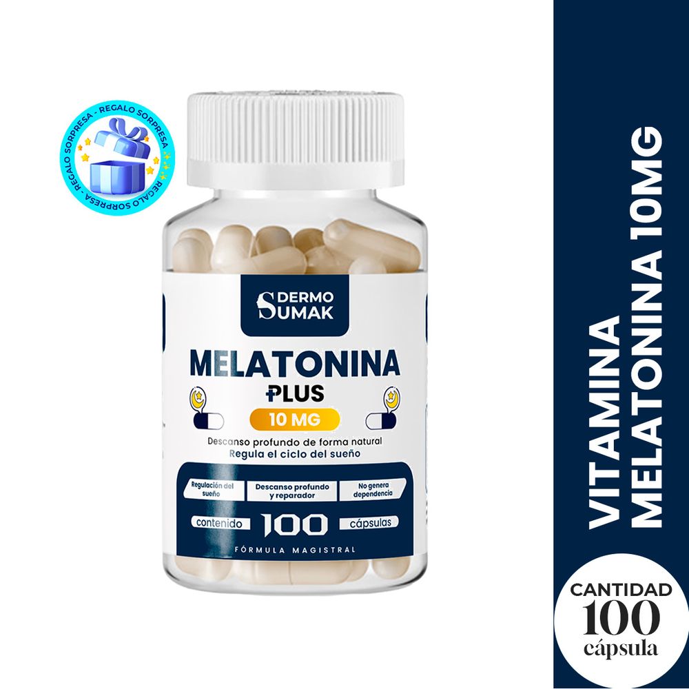 Melatonina Plus 10Mg - 100 Cap - Dermo Sumak Regalo Pastillero Melatonina Plus 10Mg - 100 Cap - Dermo Sumak Regalo Pastillero