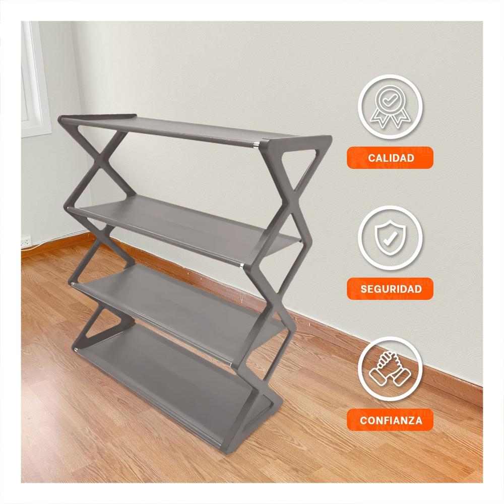 Mobiliario Organizador De Calzado 4 Niveles Color Plomo Y+Ligas Regalo