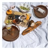 Contenedor tejida circular con asas para organizar ropa marron Y+Regalo Sticker