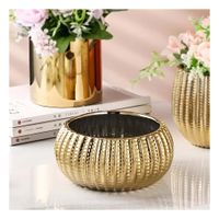 Jardinera Minimalista Ceramica Dorado 17.5x22x11.5cm Y+Regalo Sticker