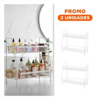 Pack2 Estanteria de 2 Niveles Multiuso Seguro y Practico para Uso Diario Blanco