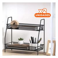 Pack2 Soporte 2 Niveles Multiuso Compacto y Practico para Hogar Negro Y+Papel Regalo