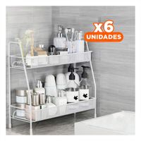Pack6 Estructura de 2 Niveles Multiuso Versatil y Resistente Blanco Y Regalo Sticker