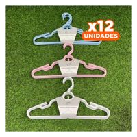 Pack12 Percha Plastica Blanca con Aro Redondo en Medio de 4 Piezas Y+Papel Regalo