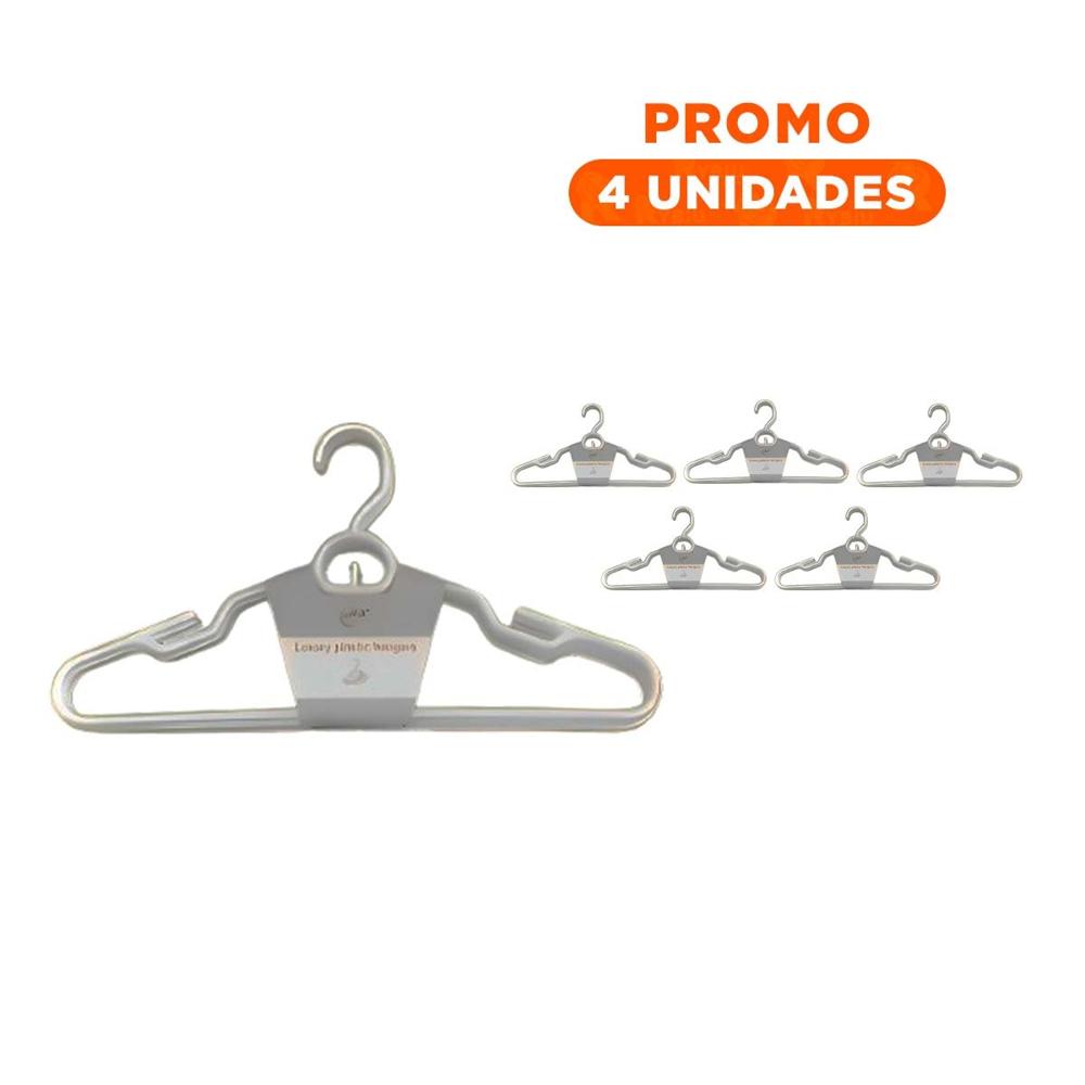 Pack4 Colgador Blanco Plastico con Centro Redondeado de 4 Piezas para Closet Y+Regalo Sticker
