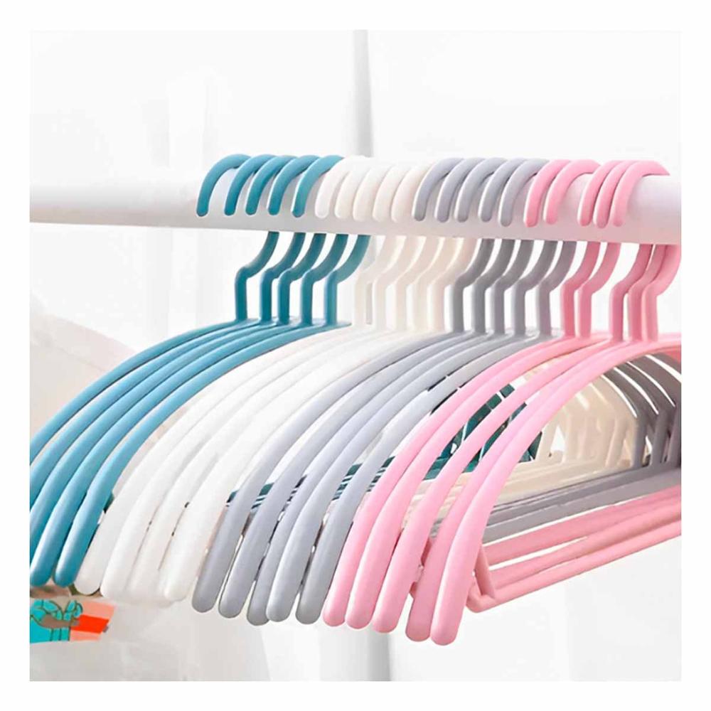 Percha Clasica de Plastico Blanco Media Luna de 4 Piezas para Guardar Y+Regalo Sticker