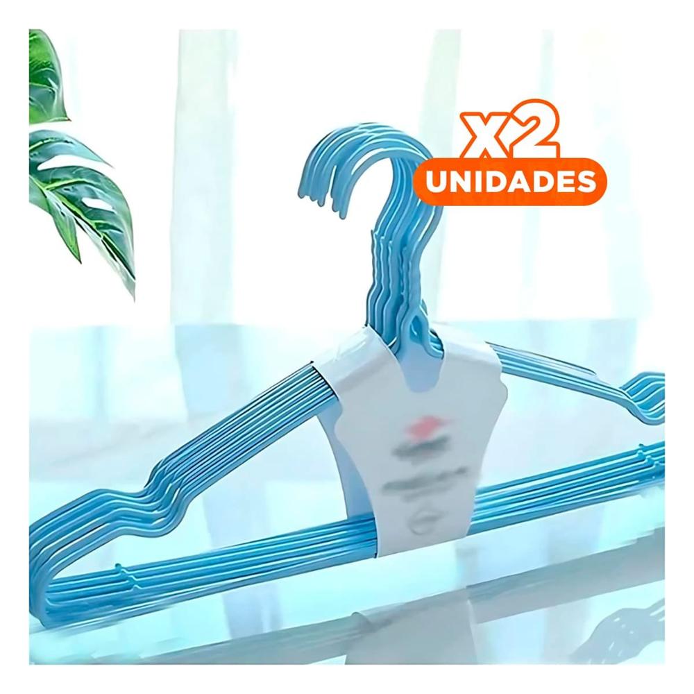 Pack2 Gancho Diario de Plastico Celeste Circulo en Medio de 4 Piezas Ropa Y+Papel Regalo