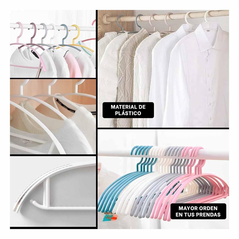 Colgador Clasico de Plastico Blanco Media Luna de 4 Piezas para Closet